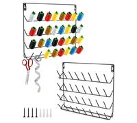 QWORK® 2 x Spools Metal Sewing Thread Holder Sewing Thread Holder Organiser Black with Wall Anchor