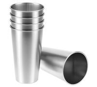 QWORK 20 Ounce Stainless Steel Pint Cups, 5 Pack 600ml 304 Steel Cup, Metal Drinking Glasses, Shatterproof Cup