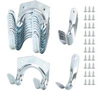 QWORK® 20 Pack Heavy Duty Tool Hooks Metal Storage Hooks - 10 Double Hook 10 Single Hook with Screws - Ideal for Shed Garage Garden Tool Storage