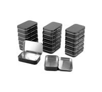 QWORK® 20 Pieces Rectangular Metal Hinged Tins, Empty Tin Storage Containers,95 x 60 x 20 mm, Black