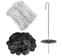 QWORK 200-Pack Stainless Steel Solar Panel Guard Clips with Self-Locking Washers and J Hooks -UV-Protected, Animal Guard Fastener Clips for Bird Wire & Pigeon Fencing, 38mm Clip Width
