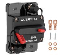 QWORK® 200A Car Circuit Breaker, Auto Audio Inline Fuse Holder 12V-48V DC, Manual Reset Button, for Car Marine Boat Solar Inverter System Protection