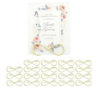 QWORK® 20pcs 8-Shaped Place Card Holders, Mini Golden Table Number Holders, for Weddings, Parties, and Events