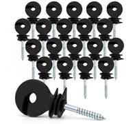 QWORK® 20Pcs Electric Fencing Ring Insulators, Wire Mesh Ring Insulator, Wooden Post Insulator Screw-in, for Ropes, Wires and Strands.