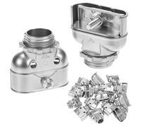 QWORK 24 Pcs 3/8 Inch Flexible Metal Conduit Fittings Duplex Connector - 90 Degree Zinc Die Cast Flex Box Connector