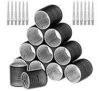 QWORK® 24 Pcs Hair Rollers Set - 12 Self Grip Hair Curlers (Ø48mm) & 12 Duckbill Clips (90mm), DIY Salon Hairdressing Tools for Long, Medium, Short Hair