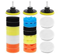 QWORK® 25 Pack 3" Car Polishing Pads Kit with Drill Adapter - Sponge Buffing Pads & Woolen Buffers for Auto Detailing, Polishing, Waxing and Sealing Paints