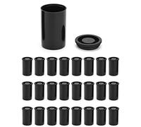 QWORK® 25 Pcs Film Canisters with Lids, Plastic Camera Reel Containers, for Scientific Activity Small Accessories, Black