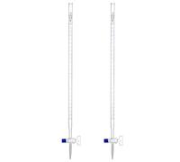 QWORK 25mL Class A Borosilicate Burette with Glass Key Stopcock - Laboratory Grade, 2 Pack Precision Graduated, 22.5 Inches Tall for Lab, Home, Beer, and Wine Making