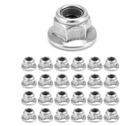 QWORK® 25PCS M5 Lock Nut with Nylon Insert - 304 Stainless Steel - 5mm Serrated Flange Hex Nut Self Locking Nut