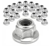 QWORK® 25PCS M5 Lock Nut with Nylon Insert - 304 Stainless Steel - 5mm Serrated Flange Hex Nut Self Locking Nut