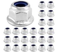 QWORK® 25PCS M6 Lock Nut with Nylon Insert - 304 Stainless Steel - 6mm Serrated Flange Hex Nut Self Locking Nut