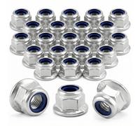 QWORK® 25PCS M6 Lock Nut with Nylon Insert - 304 Stainless Steel - 6mm Serrated Flange Hex Nut Self Locking Nut