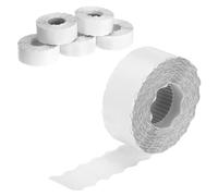 QWORK® 26 x 12 mm White Price Label Stickers, 6 Rolls (9,000 Stickers), Wavy Edge, Fits Many Pricing Labellers