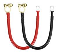 QWORK® 2Pcs 3AWG 30cm Car Battery Cables with M10 Ring Terminals, 12V-24V, Max 125A, for Automotive Motorcycle Truck RV Boat