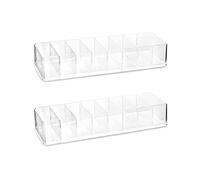 QWORK® 2PCS Acrylic Compact Holder, Lipstick Organiser, Eyeshadow Palette Organiser, 8 Compartments