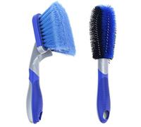 QWORK® 2Pcs Alloy Wheel Brush Set - Car Rim Cleaning Brushes with PVC Handle, Soft Bristles, and Storage Feature