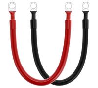 QWORK® 2PCS Car Battery Cables 25mm² 3AWG - 30 cm 12V Red & Black Inverter Cables Copper Wires with M10 Ring Terminals for Automotive Motorcycle Truck RV Boat