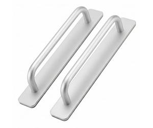 QWORK® 2PCS Door Pull Handle Self Adhesive Aluminum Alloy Push Pull Door Handle Sliding Door Handle No Drilling for Gate Cupboard Toilet Cabinet Garage Shed Barn, 210 x 25 mm