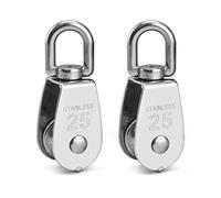 QWORK® 2PCS M25 Singe Pulley Block 304 Stainless Steel Pulley Wheel Roller for Wire Diameter 11mm 360° Swivel Loading 150kg/330lbs for Indoor Outdoor Application