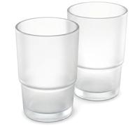 QWORK® 2Pcs Replacement Tumbler, Frosted Glass Toothbrush Cup for Wall-mounted Toothbrush Holder