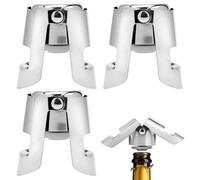 QWORK® 2Pcs Stainless Steel Champagne Stopper, Wine Bottle Closure Vacuum Sealer, Rust-Resistant Sparkling Wine Stopper