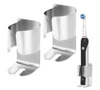 QWORK® 2Pcs Wall Mounted Electric Toothbrush Holders, Self-Adhesive 304 Stainless Steel Toothbrush Holder, for Bathroom