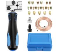 QWORK® 3/16 inch Flaring Tool, 3/16" x 25ft/7.6m Copper Plated Brake Pipe with 16 Connections + 5 Connectors