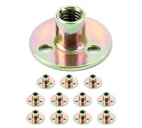 QWORK 3/8"-16 Iron Plate Nut 12-Piece Set T-nut with Round Base Carbon Steel T-Nuts