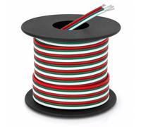 QWORK® 3 Core Conductor Extension Cable, 33FT/10M 3x0.32MM² 22 AWG Tinned Copper Wire, for RGB LED Strip