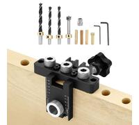 QWORK® 3-in-1 Pocket Hole Jig Kit for 8/10/15 mm Dowels, Adjustable Drilling Guide, Includes Drill Bits & Bushings and Positioning Block