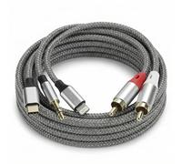 QWORK® 3-in-1 RCA Cable Audio Adapter, 2RCA to 3.5mm USB-C to 2 RCA Cable, Compatible with Lightning, Mobile Phone, Car & Speaker