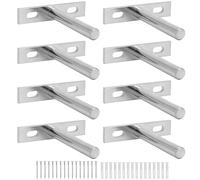 QWORK® 3 Inch 75 mm Floating Shelf Bracket 8 Pack - Hidden Concealed Wall Shelf Brackets with Mounting Screws