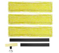 QWORK® 3 Microfibre Mop Covers and 2 Rubber Lips, 17/25 cm, Compatible with Kärcher WV2, WV5, WV6 Plus Pre Mium