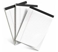 QWORK® 3 Pack A4 Notepad 30 Sheets Per Pad, 80gsm Lined Paper Pads with Sturdy Cardboard Backing