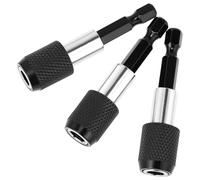 QWORK® 3 Pcs 1/4 Inch 60mm Hex Shank Quick Release Bar Socket Screwdriver Bit Holder, Magnetic Bit Holder for Screws, Nuts, Drill, Driver, Drill Bit Set and Handheld Driver