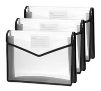 QWORK® 3 Pcs A4 Plastic Wallets, Waterproof Document Folder, Large Capacity Folders for School, Office, and Home