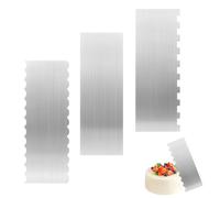 QWORK® 3 PCS Cake Scraper Set, 9 Inch Stainless Steel Cake Smoother & Icing Comb, for Cake Decorating
