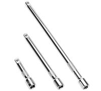QWORK® 3 Pieces 3/8 Inch Drive Extension Bar Set, 75mm/150mm/250mm CR-V Steel Socket Extensions Bar with Knurled Grip