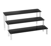 QWORK® 3 Tier Clear Acrylic Display Stand Retail Riser for Cupcake, Dessert, Perfume, Nail Polish, Condiment, 30x25x15cm, Black