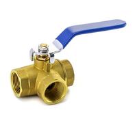 QWORK 3 Way Ball Valve (L-Hole) Series, Lever Handle, Female (DN20 3/4") in Forged Brass