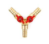QWORK® 3 Way Hose Connector, Ball Valve Fitting 3 Way Shut Off Union Intersection, Split Brass 3/8" / 10mm Hose Barb for Water, Oil & Gas to Garden Watering, Construction and Industry