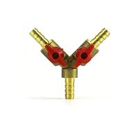 QWORK® 3 Way Hose Connector, Ball Valve Fitting 3 Way Shut Off Union Intersection, Split Brass 5/16" / 8mm Hose Barb for Water, Oil & Gas to Garden Watering, Construction and Industry