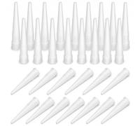 QWORK 30 Pcs Caulk Nozzle Tips Replacement - Plastic Caulking Gun Extender for Windows, Doors & Floor Tiles - Threaded Sealant Applicator Spout for Sausage Caulk Guns, White