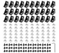 QWORK 30 Set Black 2020 Series Aluminum Extrusion Profile Connector Kit, 30pcs Corner Brackets with M5 Screws Bolts & T-Slot Sliding Nuts for 20S Aluminum Profile Rail