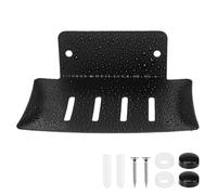 QWORK® 304 Stainless Steel Soap Dish Tray with Drain Hole Design - Rustproof Shower Soap Holder Sink Sponge Holder - Black
