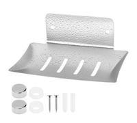 QWORK® 304 Stainless Steel Soap Dish Tray with Drain Hole Design - Rustproof Shower Soap Holder Sink Sponge Holder - Brushed Silver