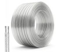 QWORK® 30m Transparent Electric Cable 28AWG - Clear 2 Core Flat Wire for LED Strip Lights, Solar Panels & Doorbells - 1.6mm x 3.2mm Flexible Low Voltage Lighting Extension Cable