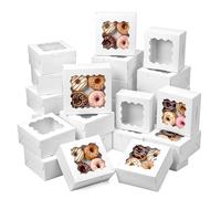 QWORK® 30Pcs 10.2x10.2x6.7cm Bakery Box with Window,for Gift,Cookie, Muffins