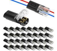 QWORK® 30Pcs 2 Pin Push Fit Wire Connectors for 18-22AWG LED Strip Light Extension Cable - Quick Solderless Peel-Free Cable Connectors
